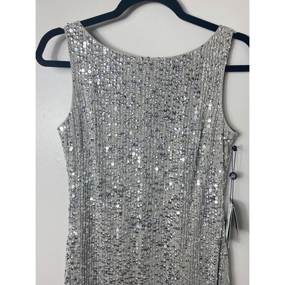 NWT ADRIANNA PAPELL DRESS SILVER 4P - Picture 9 of 16